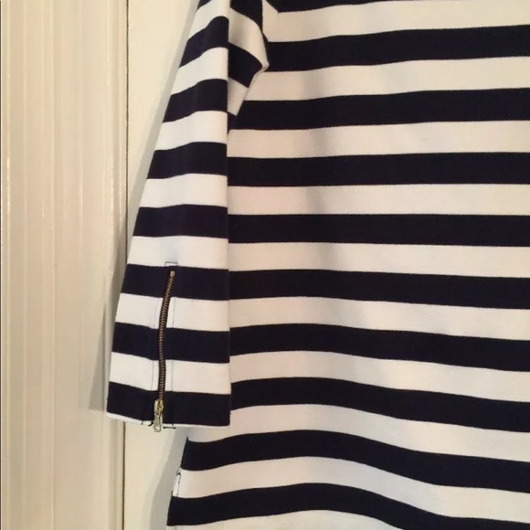Talbots Striped Knit Top Navy & White Zipper Sz M - Picture 3 of 7